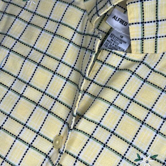 VINTAGE Frog Floral Button Up Collard Shirt Size 18 Womens Retro Yellow Y2K - Picture 8 of 12